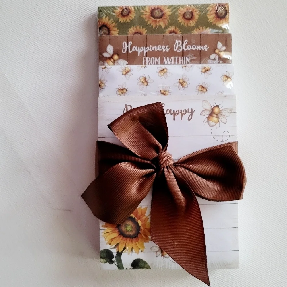 4 Pack Notepad Set Bees and Sunflowers